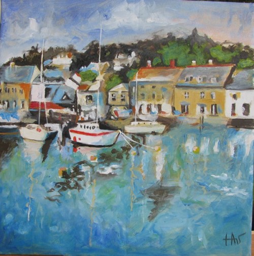 cornish harbour acrylic