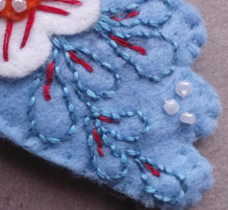 felt bird wing embroidery