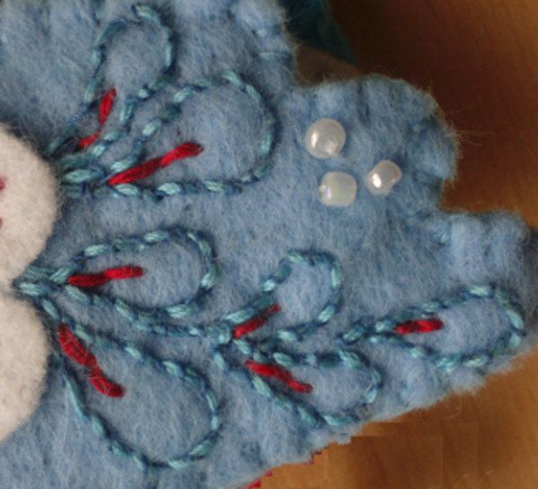 felt bird wing embroidery