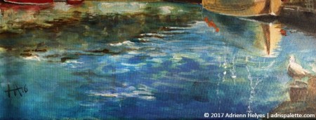 Padstow harbour with yellow ship - water detail